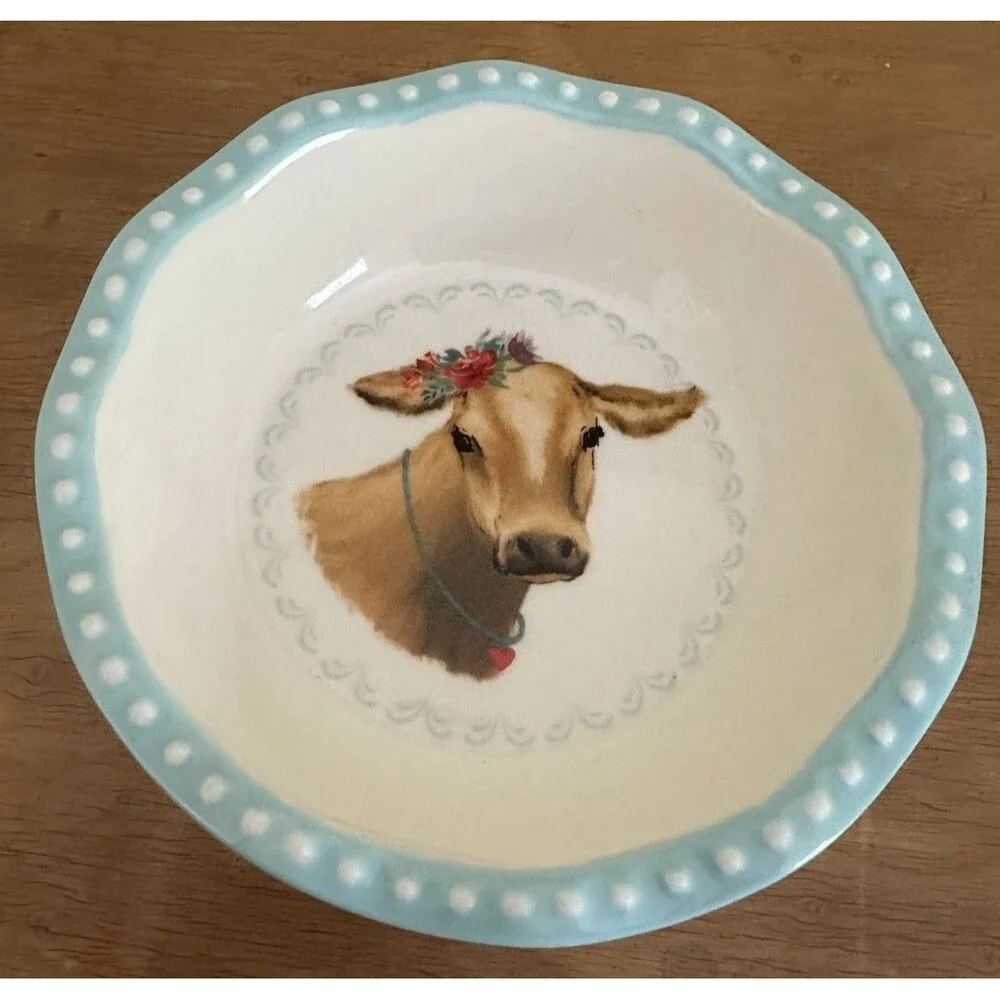 Pioneer Woman SWEET ROMANCE BLOSSOMS Mini Pie Bowl 4.75” Cow Cottagecore Grandma